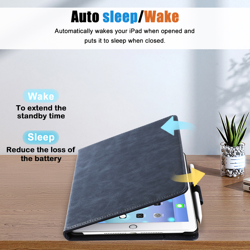 Leather Business iPad Case with Hard PC Bumper Hybrid Tablet Cover for iPad 2/3/4
